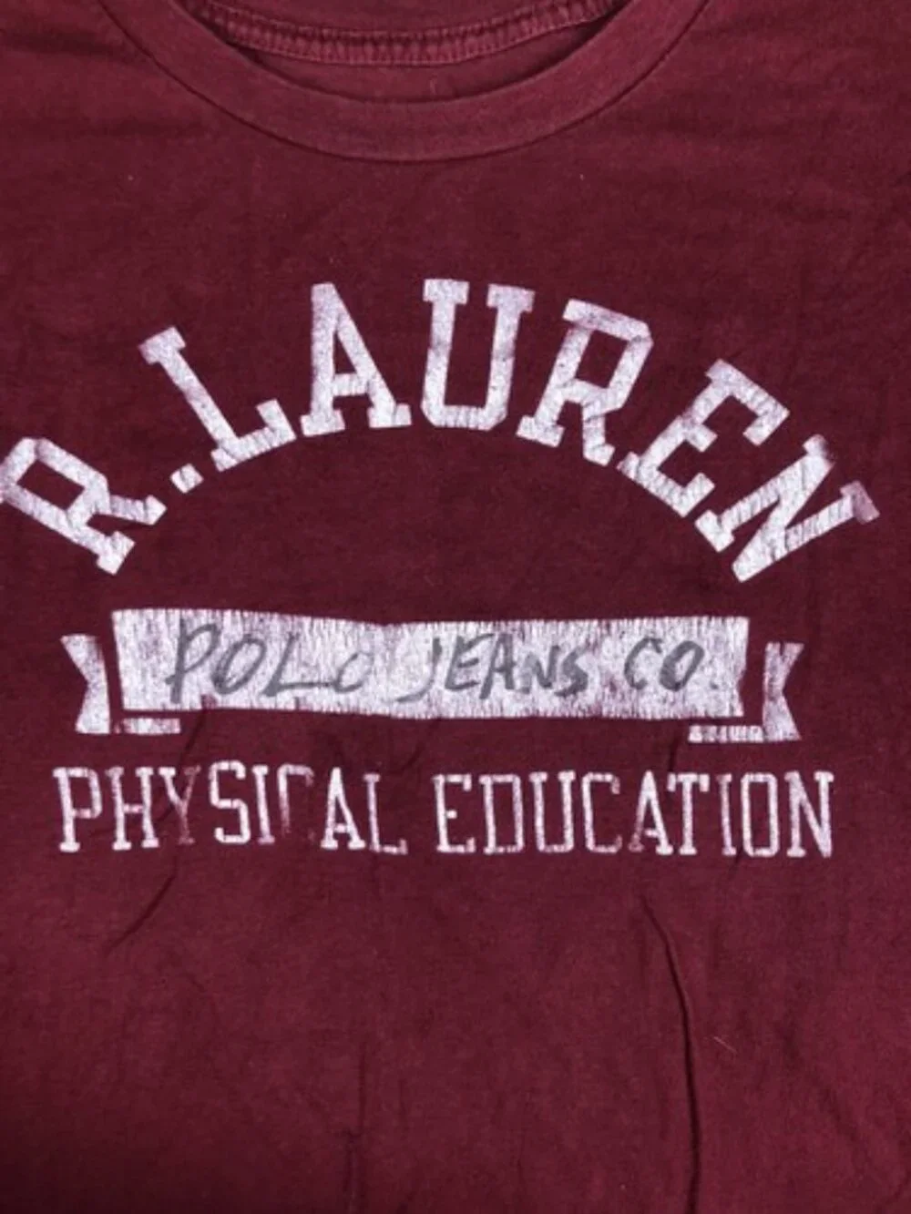 Polo Jeans Company Long Sleeve T-Shirt Adult Size Medium Red Burgundy Spell Out